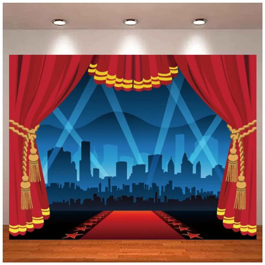 

Red Carpet Stage Background VIP Party Children Birthday Portrait Photographic Prop Family Photocall Photography Backdrop Banner