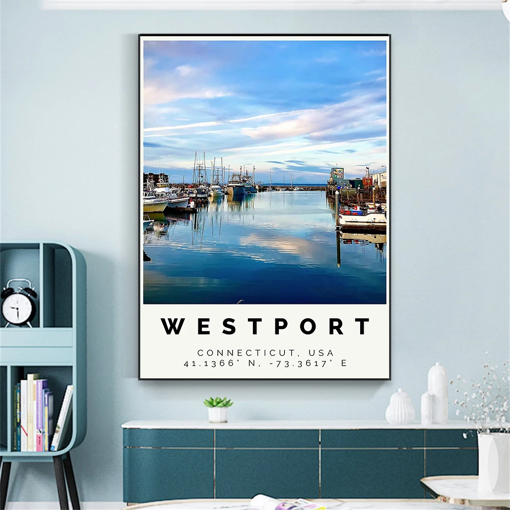Современный красочный постер Westport США Вашингтон настенный художественный принт