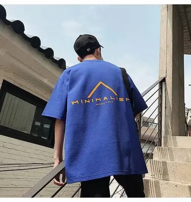 

Sleeve t-shirt men's 2022 summer new solid color Hong Kong style trend
