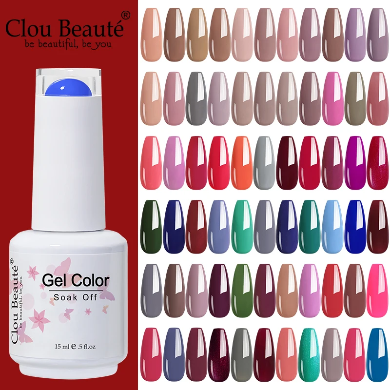 

Clou Beaute Multiple Colour Gel Nail Polish 15ml Vernis Semi Permanent UV Gel Glitter Manicure Polish Nail Art Charms Varnish
