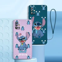 stitch disney cute art phone case for samsung a73 a71 a53 a51 a23 a21s a52 a32 a22 a13 a12 a50 a30 a20 a03s liquid rope