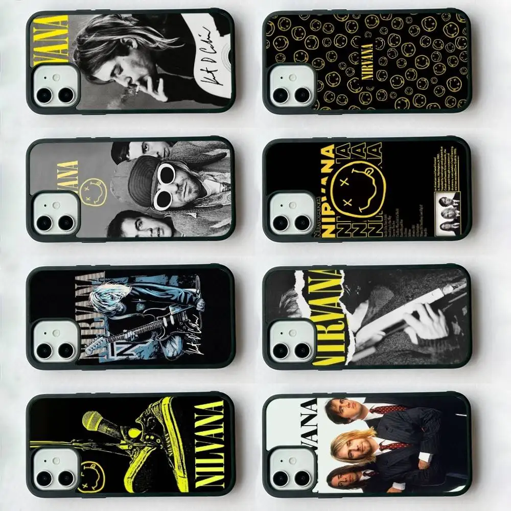 Фото Противоударные чехлы для телефонов Grunge Band N-Nirvana для iPhone 11 12 13 14 15 16 17 Pro Max Plus из TPU+PC №2