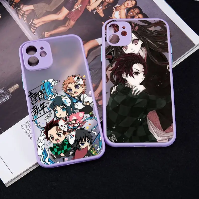 

Demon Slayer japan anime Phone Case matte transparent For iphone 7 8 11 12 13 plus mini x xs xr pro max cover