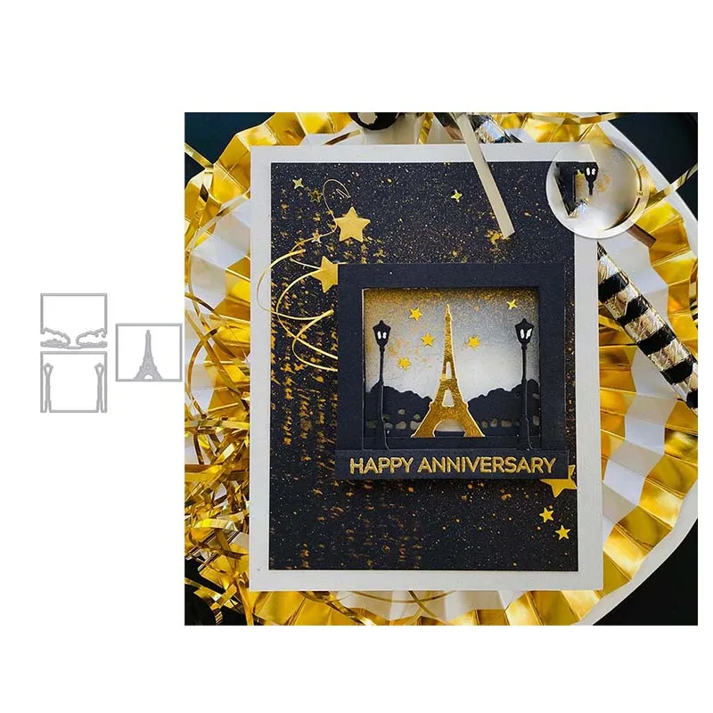

Eiffel Tower Frame Border Metal Cutting Dies Craft for Scrapbooking Handmade Knife Mould Blade Punch Stencil Die Cut Model Decor