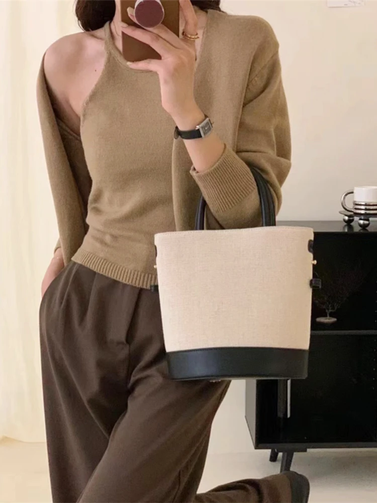 

2022 осенний женский свитер, комплект из 2 предметов, женские вязаные костюмы Elegnat, пуловер, Женский вязаный свитер, верхняя одежда с длинными р...