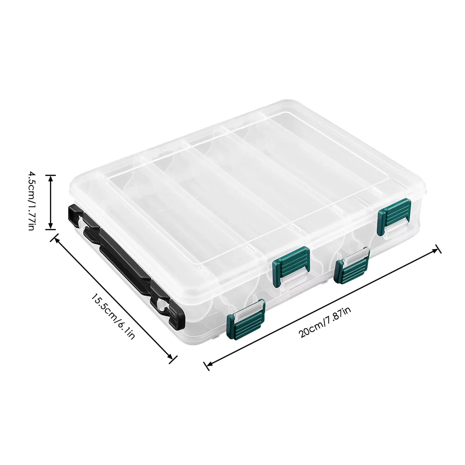 

Hot Sale Outdoor Fishing Tackle Box with 12 Double-sided Compartments Transparent Independent Latch Tool Accessories