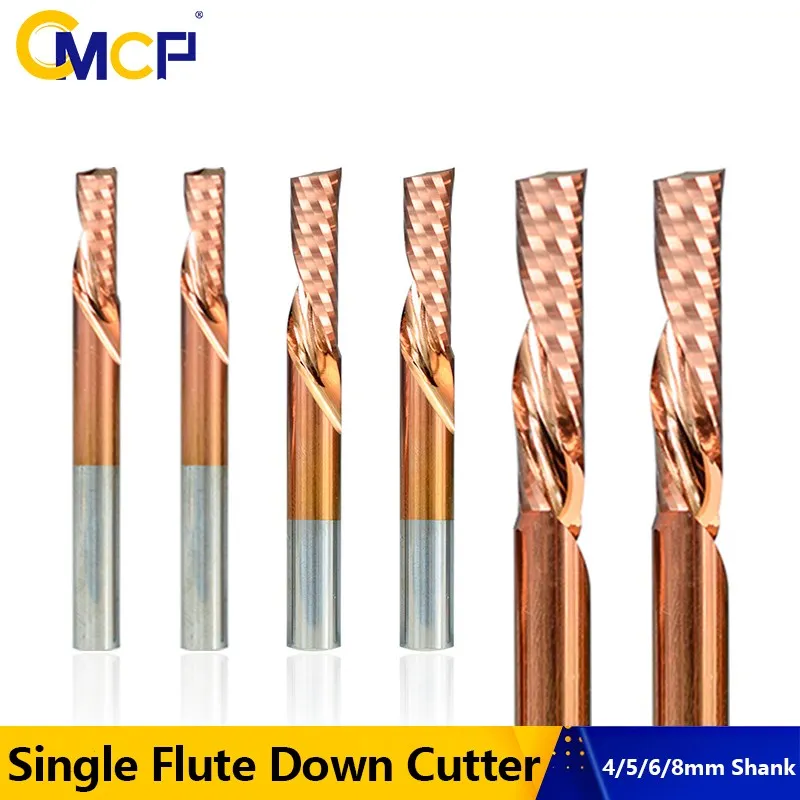 

CMCP Down Cut Mill TiCN Coated 4 5 6 8 10 12mm Shank CNC Router Bit Single Flute End Mill Carbide Milling Cutter for Wood