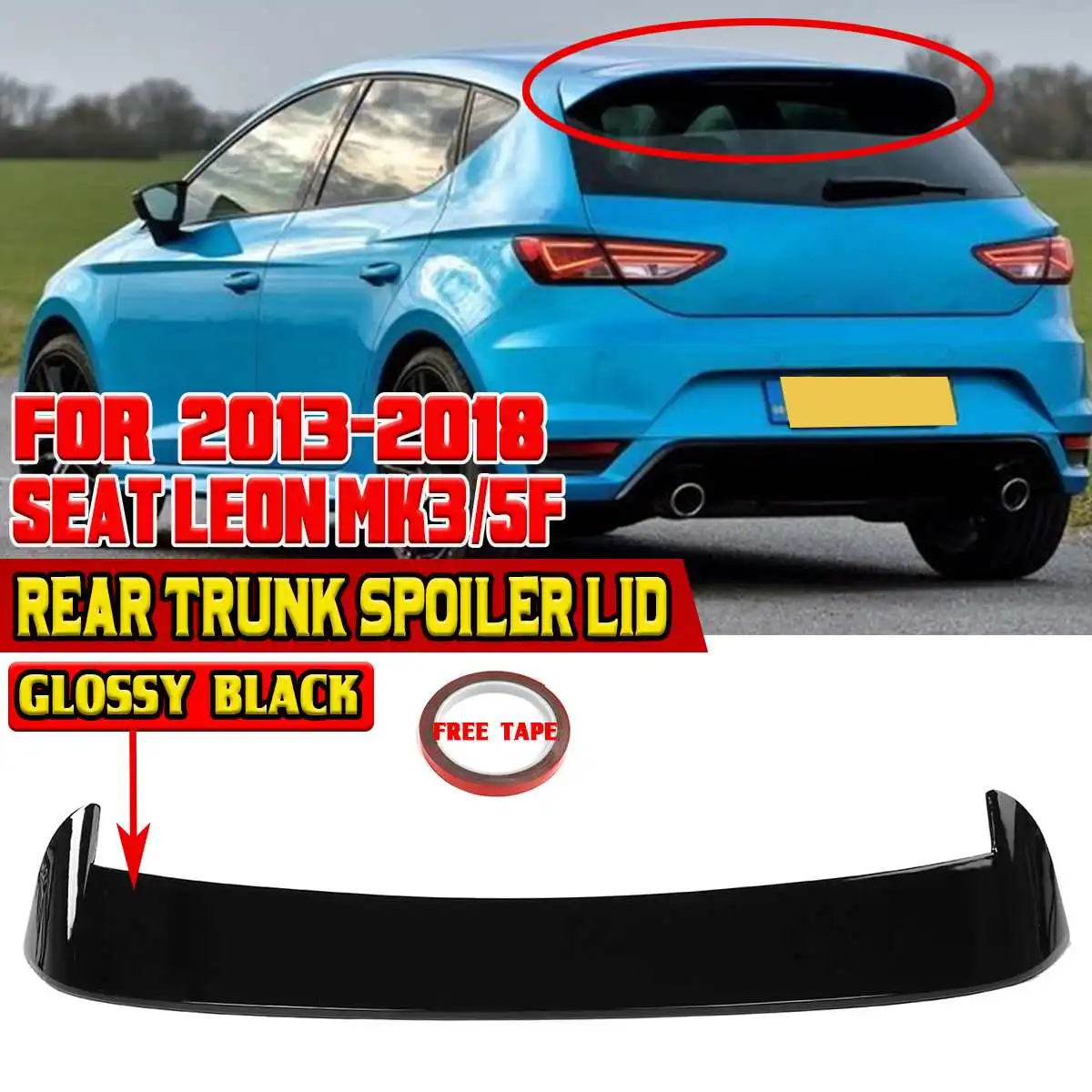 

Glossy Black Car Rear Trunk Spoiler Lip Boot Wing Lip Rear Spoiler For SEAT LEON MK3/5F 2013-2018 Rear Roof Lip Spoiler Wing