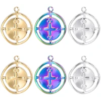 mixed crosses charm stainless steel pendant round christ accessories gold color charms for jewelry making supplies diy necklace