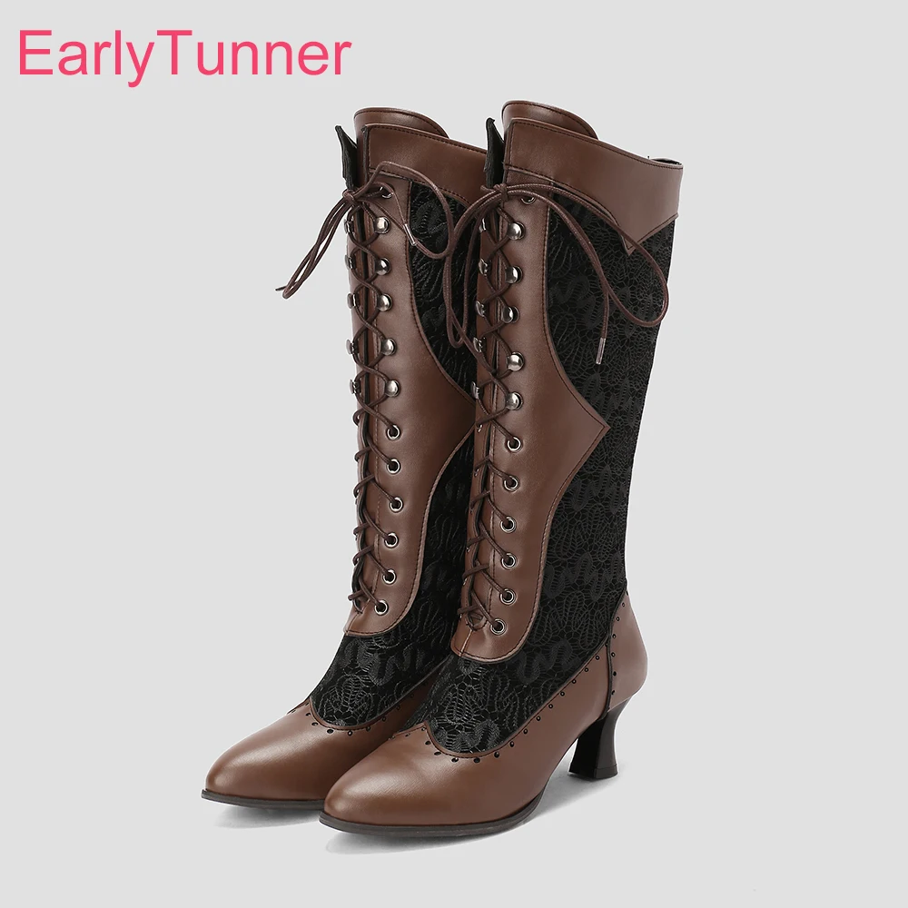 

2022 Winter New Comfortable Women Knee High Riding Boots Fashion Pointed Toe High Heel Lady Shoes Plus Big Size 11 43 45 48