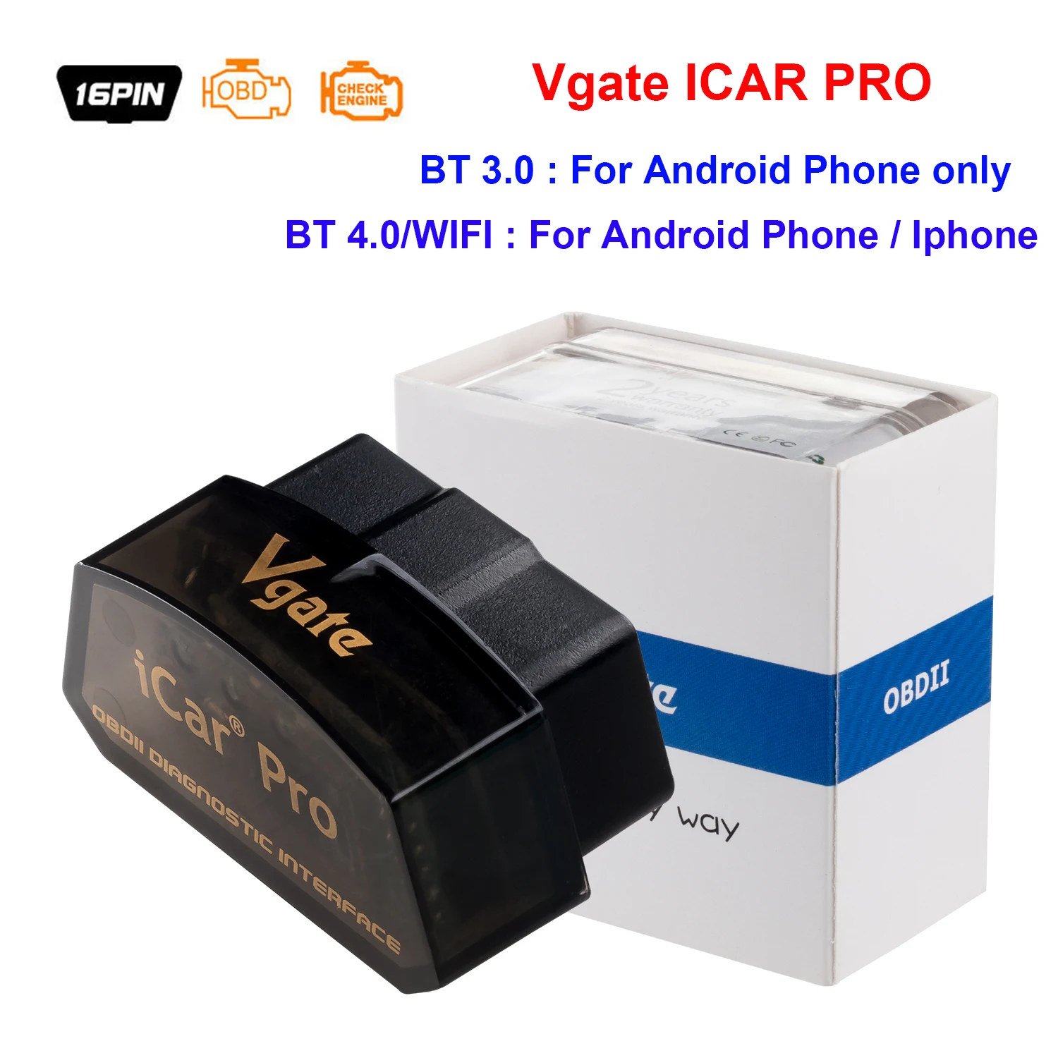 

Vgate ICar Pro BT 4.0 OBD2 Scanner for Android/IOS Elm 327 WIFI Car Diagnostic Tool ELM327 V2.3 Code Reader Auto Tool Vlinker MC