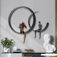 nordic creative thinker figure 3d stereo wall hanging home decorative modern wrought iron crafts background decoration ornaments
