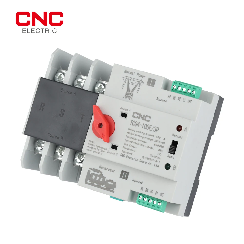 CNC 3P Din Rail ATS Dual Power Automatic Transfer Switch 3 Phase Electrical Selector Switches Uninterrupted 63A 100A |