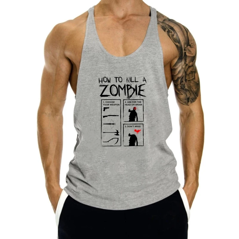 

DIVERTENTE ZOMBIE tank top men " How To Kill A " Uomo Walking Dead Adulto VESTITI Men tank top men Novelty O-Neck Top