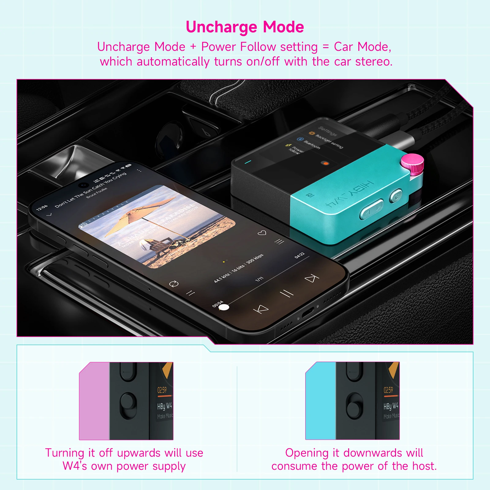 Фото HiBy W4 3.5 мм 4.4 мм Беспроводной аудиоусилитель для наушников HiFi Bluetooth 5.4 NFC CarPlay UAT LDAC aptX HD aptX-LL 1500 мАч MagSafe №4