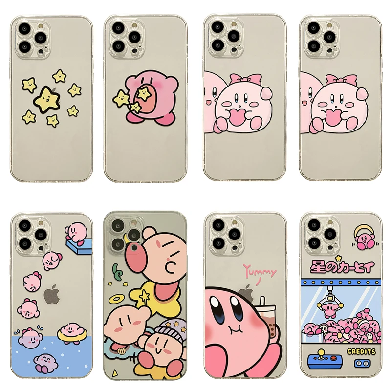 

Супермилый чехол для телефона Kawaii Star Kirby с лазерным браслетом для карт, хороший подарок для девушек для Iphone 15 15Pro 15Promax 14 13 12 11