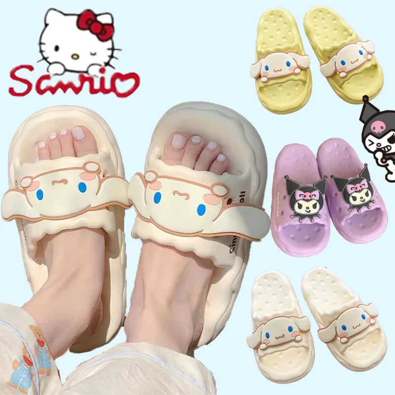 

Kawaii Sanrio New Cinnamoroll Kuromi Cartoon Sandals Soft and Cute Summer Indoor and Outdoor Beach Slippers Ladies Fashion Shoes