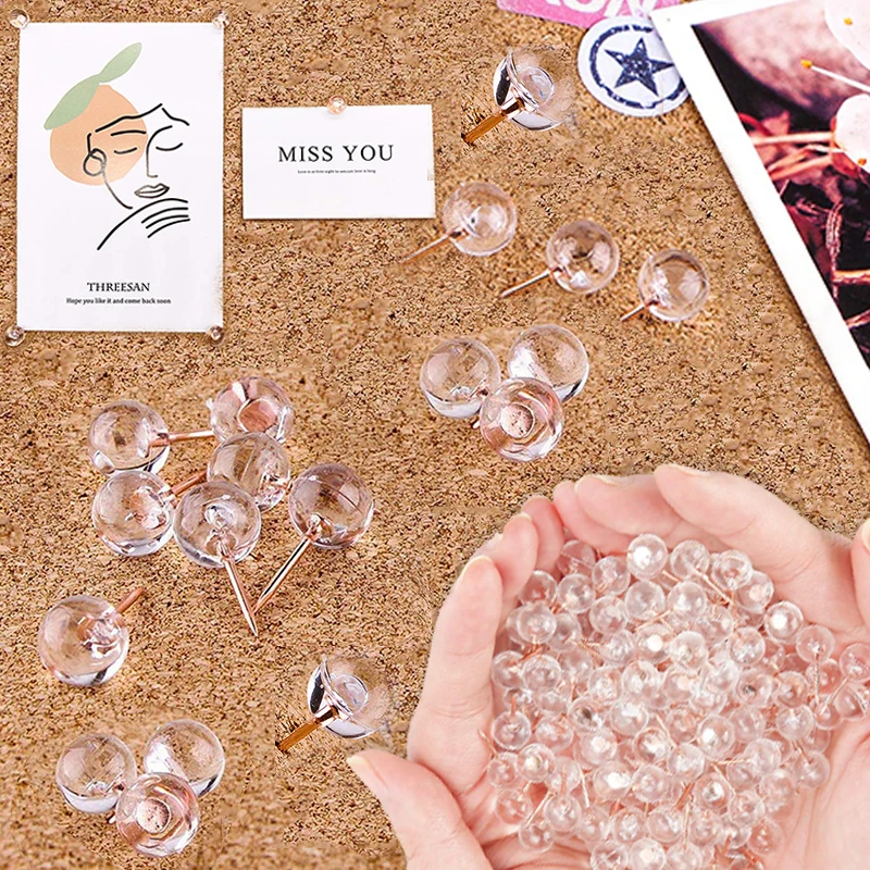 

100 шт., прозрачные кнопки для рисования, из розового золота