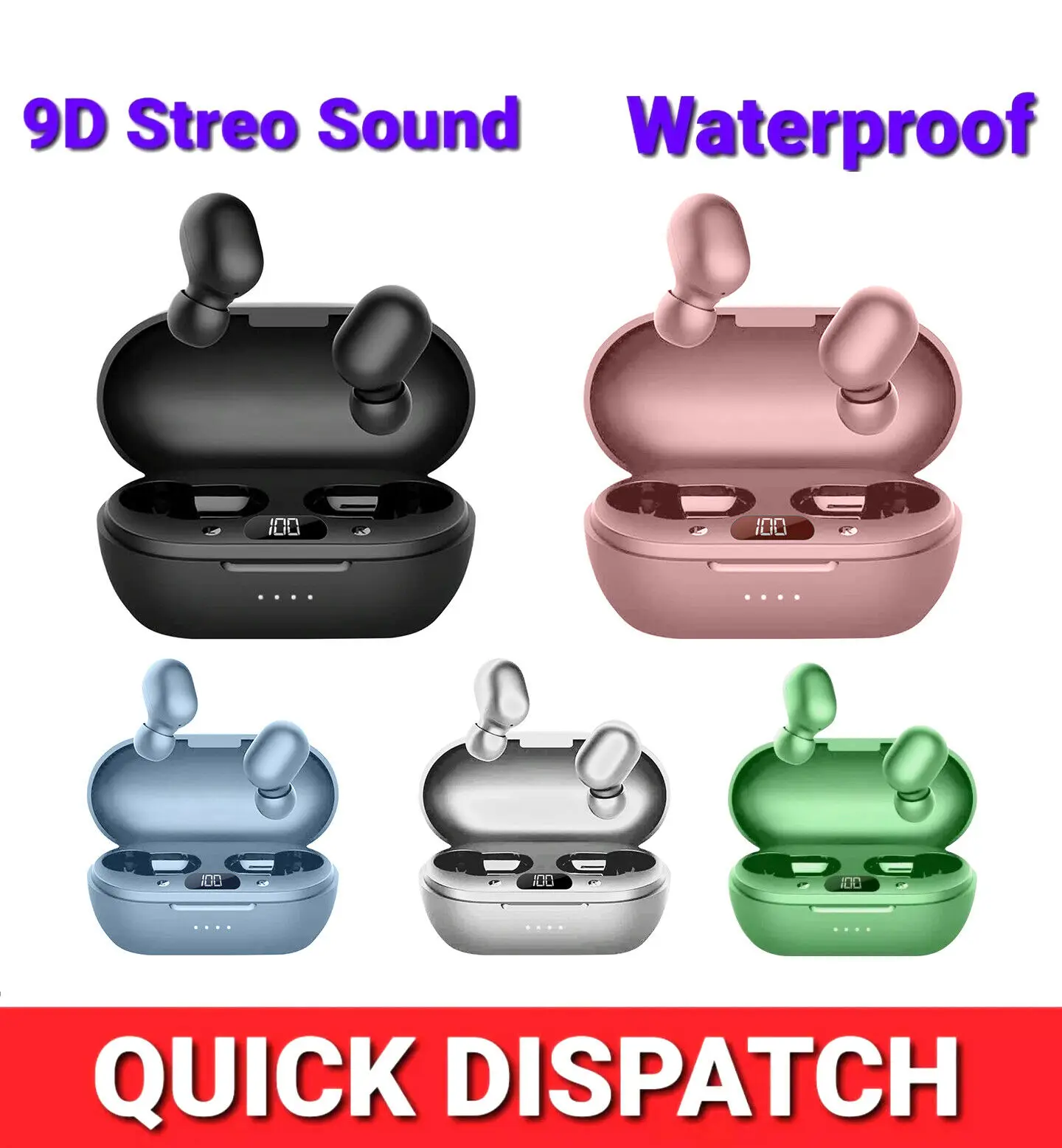 

Wireless Bluetooth Earphones Headphones In Ear Universal All Devices - HD Sound