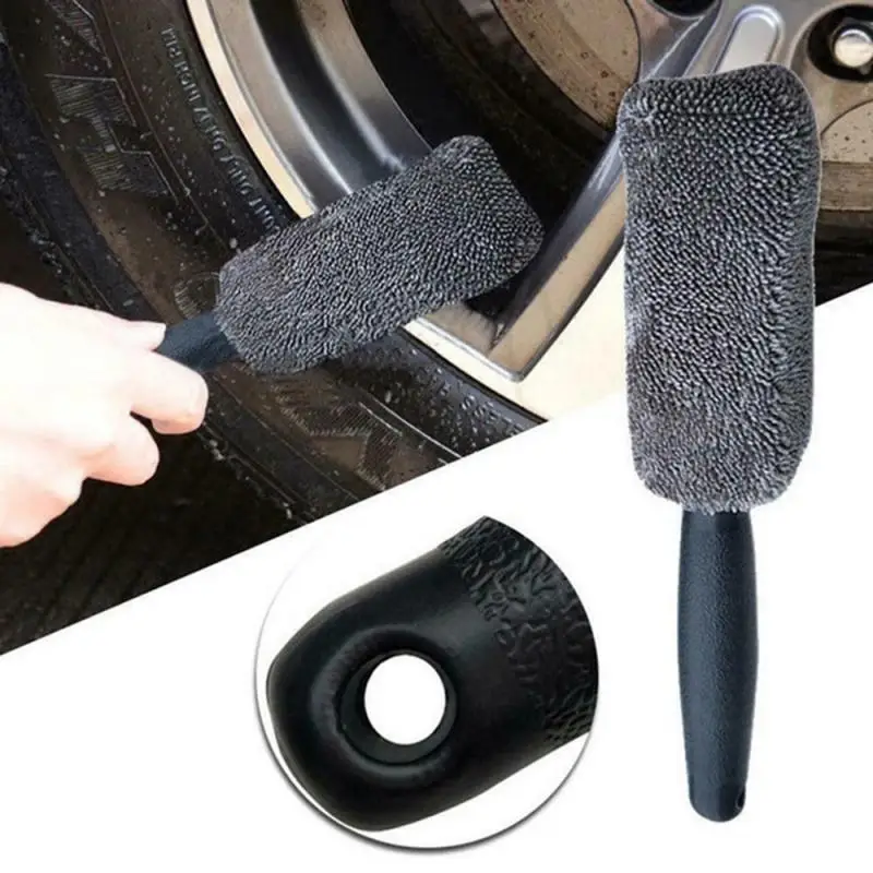 Car Wash Portable Microfiber Wheel Tire Rim Brush Car Wheel Wash Cleaning Brush For Car Trunk Motorcycle Auto Detailing Brush