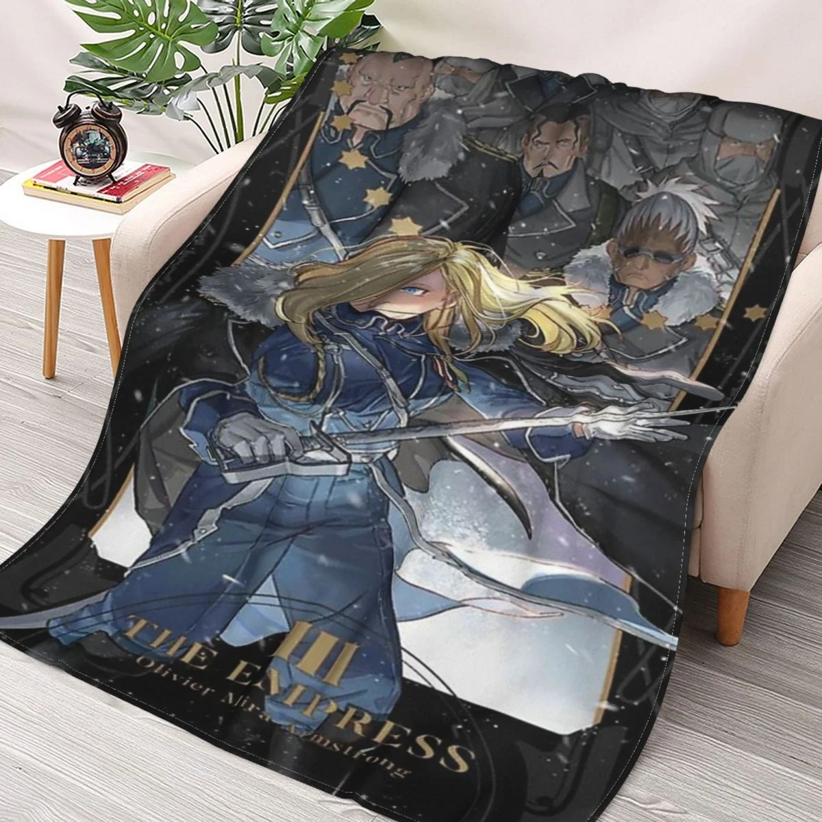 

Fullmetal Alchemist Brotherhood - Olivia Armstrong Throws Blankets Collage Flannel Ultra-Soft Warm picnic blanket bedspread