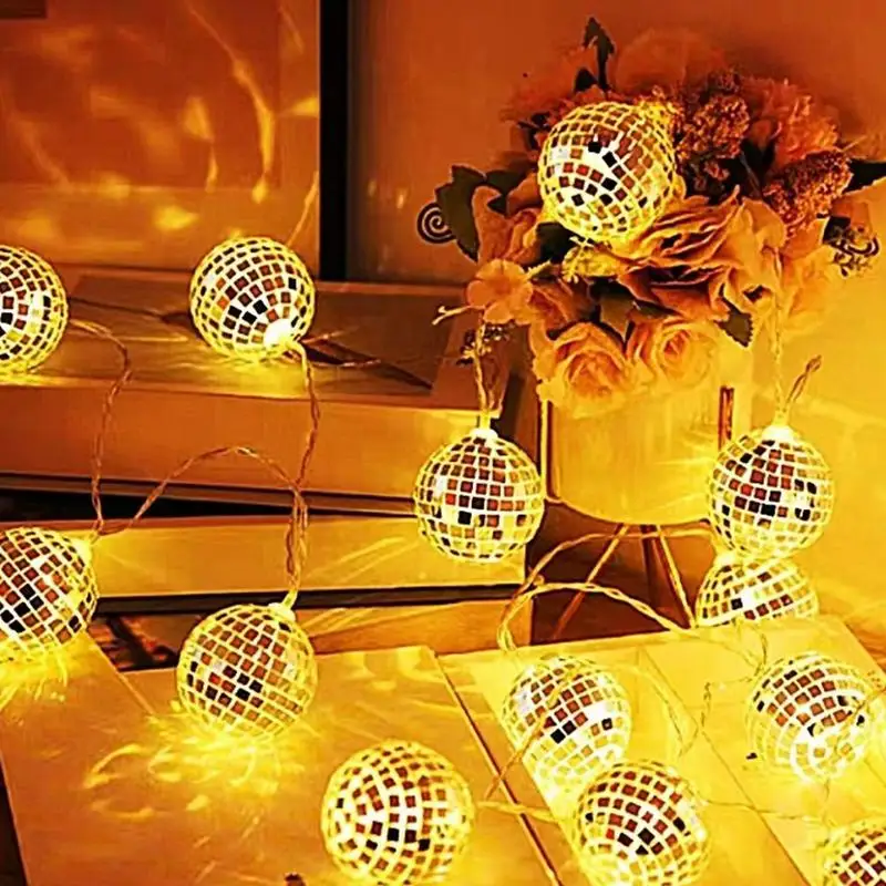 

Disco Ball LED Light String Home Decor Indoor Outdoor Ambient Light For Disco Party Christmas Tree Wedding Decoration Supplies