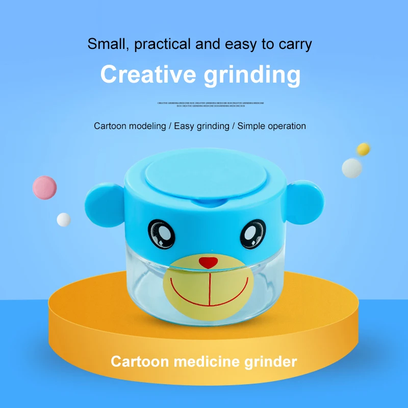 

Drug Dividing Box Medicine Pill Pulverizer Cartoon Cute Drug Powder Crusher Plastic Tablet Grinder pill Crusher Portable