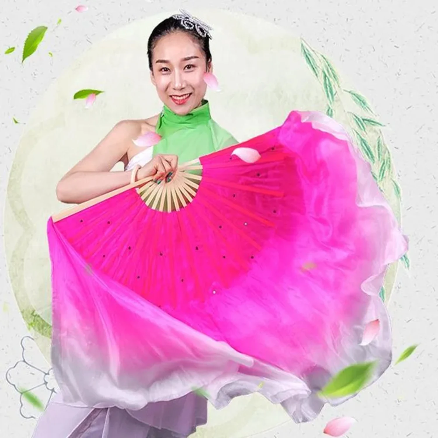 Чернила красные черные градиентные настоящие шелковые веерные вуали