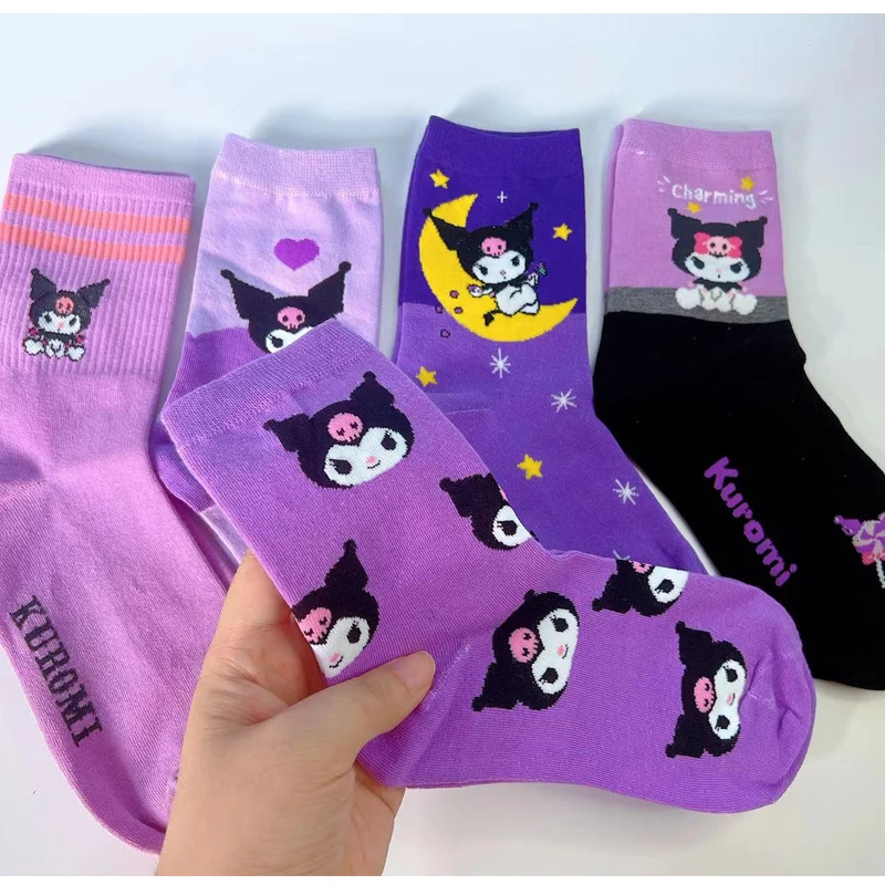 Комплект Из 5 Женских Фиолетовых Хлопковых Колготок С Мини-носками Disney Sanrio Kuromi