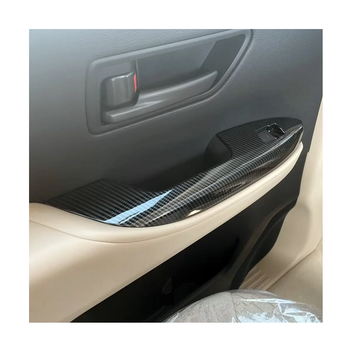 

For Land Cruiser LC300 2022 2023 Door Armrest Window Lift Cover Trim Decoration - ABS Carbon Fiber