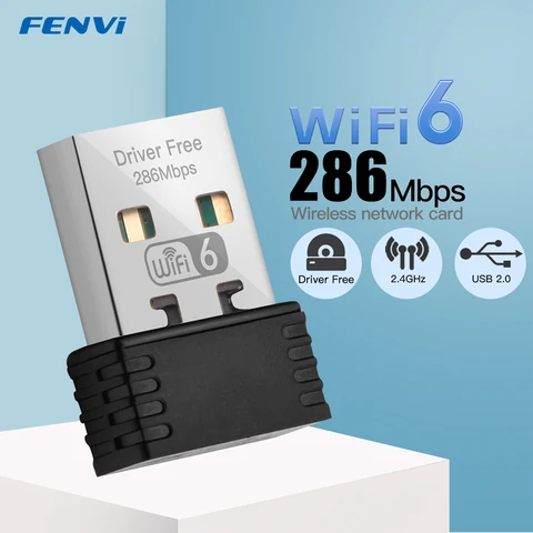 Wi-Fi 6 USB-ключ AX286 2,4 ГГц, мини-USB Wi-Fi адаптер, беспроводной сетевой приемник для ПК/ноутбука, для Windows 7/10/11, драйвер бесплатно