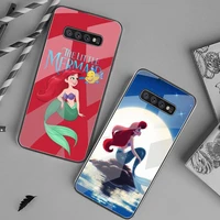 the little mermaid princess ariel phone case tempered glass for samsung s20 ultra s7 s8 s9 s10 note 8 9 10 pro plus cover
