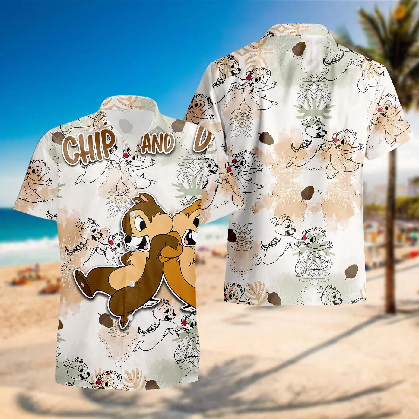 

Chip 'n' Dale Nuts Disney Hawaiian Shirt Chip and dale Hawaiian Shirt Fashion Beach Short Sleeve Button Shirt Casual Tops