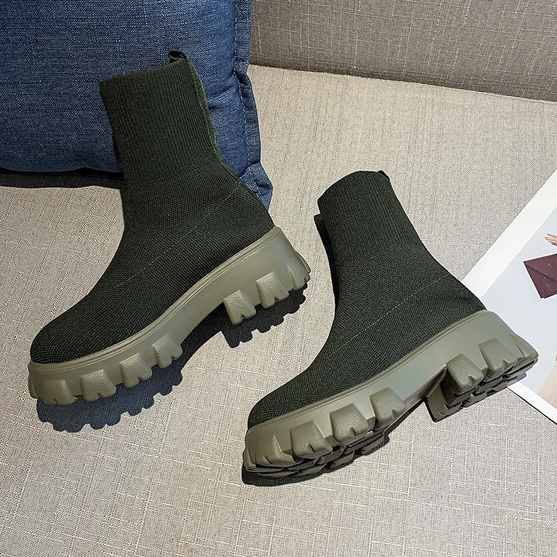 2023 Autumn Winter New Women's Boots High Quality Short Boots Outdoor Thick Bottom Casual Ankle Boots Lightweight Sock Boots