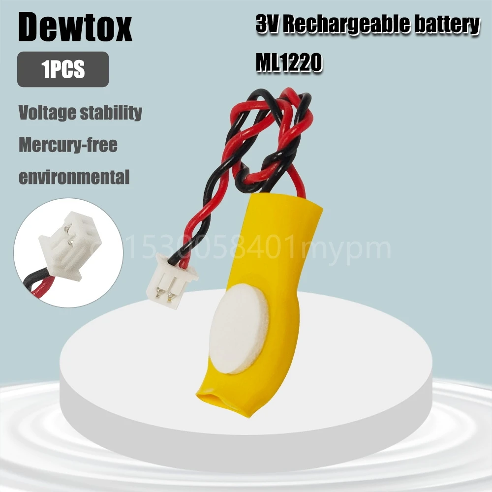 

1PCS Dewtox ML1220 3V Motherboard CMOS Rechargeable Lithium Battery for Medical Instruments A Burglar Alarm