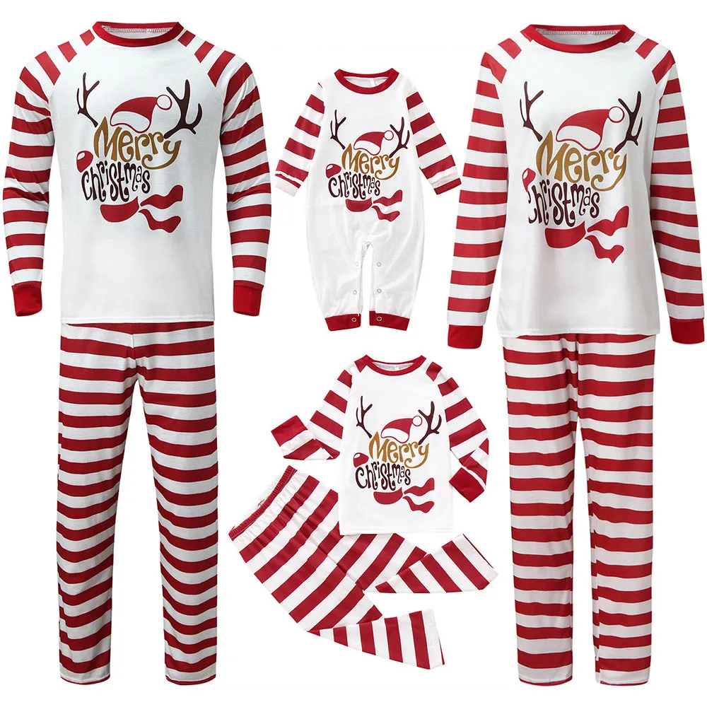 

Christmas Set 2022 Autumn and Winter Mom Dad Kids Long Sleeve Pullover+ Long Pants Family Matching Pants Suit Family Pajamas Set