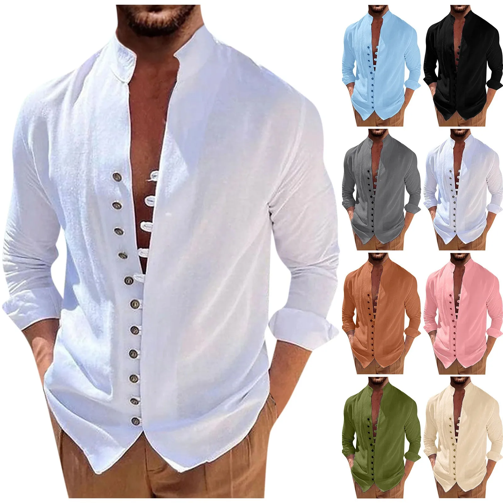 

Рубашка мужская с длинным рукавом, блуза со складным карманом, повседневная, стереоскопический эффект, лето