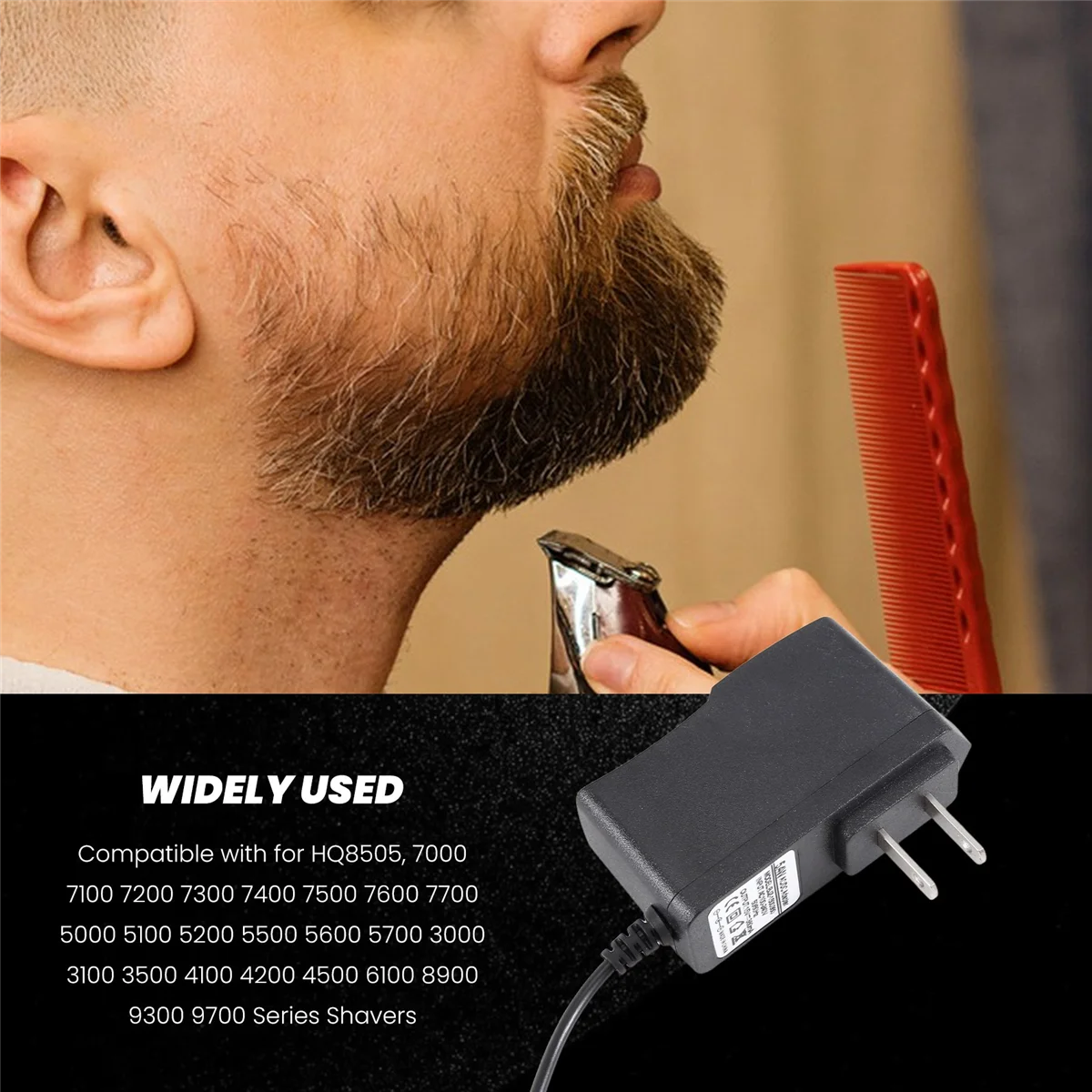 For Philips-HQ8505 Norelco 7000 5000 3000 Series Electric Shaver Beard Trimmer Adapter Power Cord US Plug