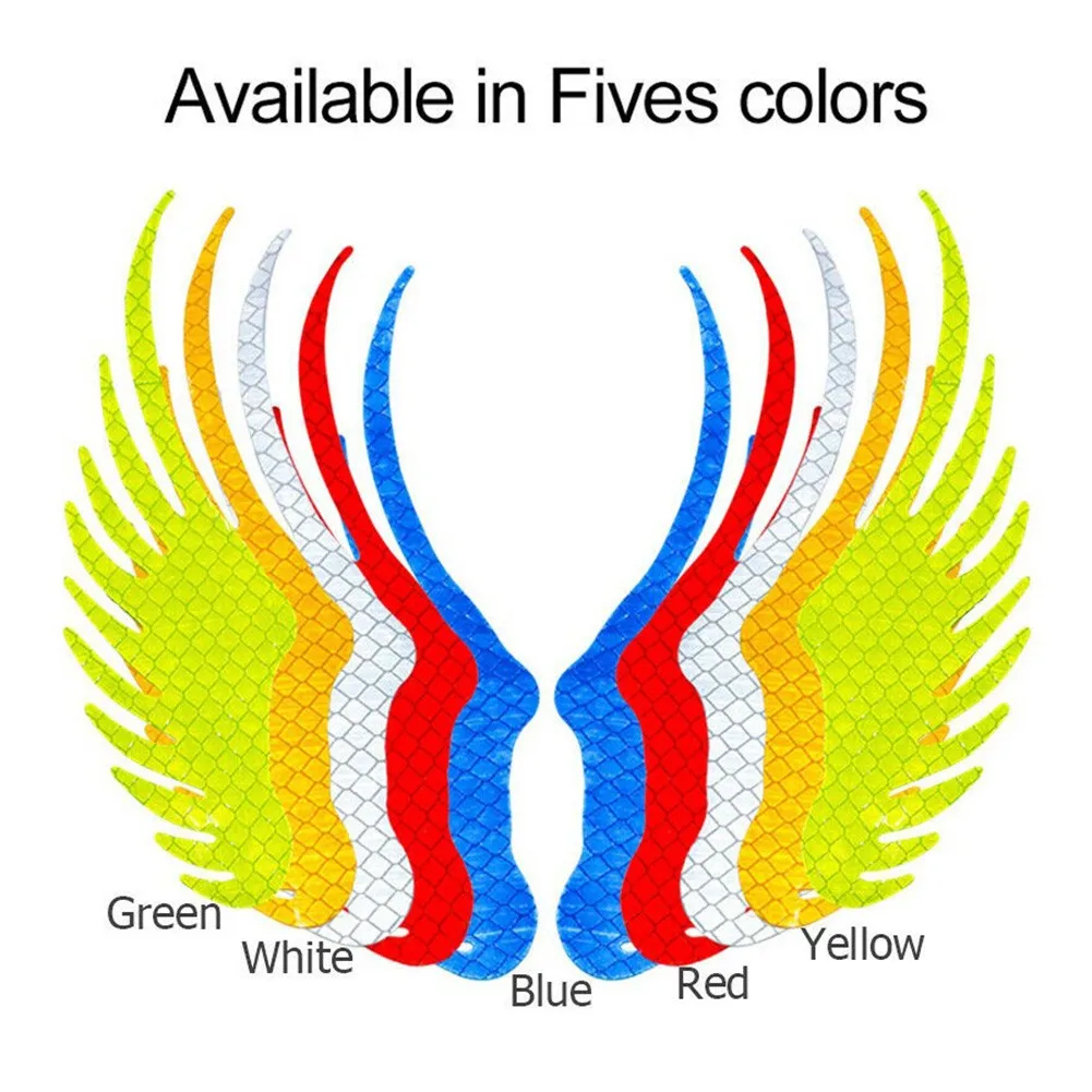 

2 Pcs Motorbike Sticker Reflective Safety Warning Sign Sticker Angel Wings Decal Decoration Universal Accessories For Bike Car