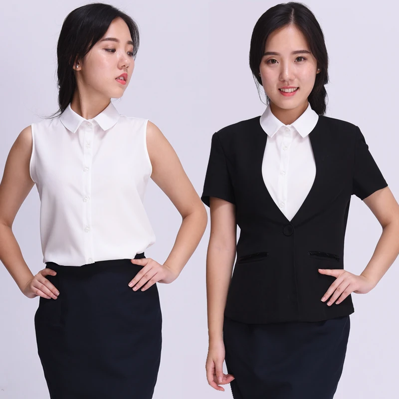 Блузка женская шифоновая без рукавов на пуговицах с воротником-стойкой