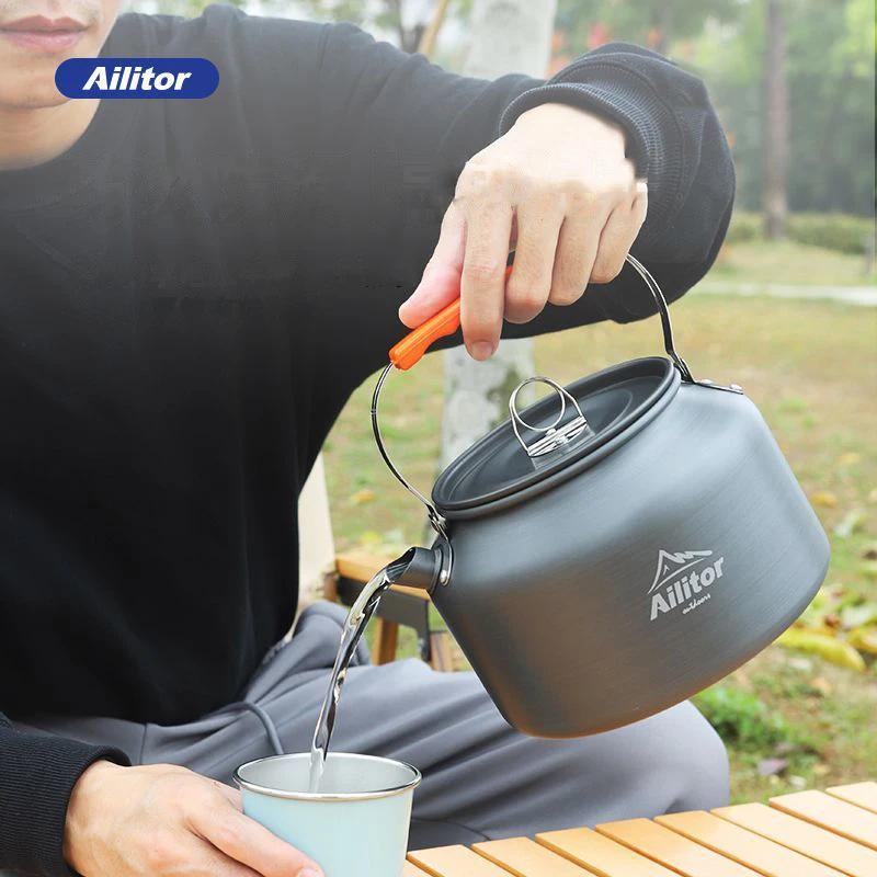 

0.8L-2.0L Outdoor Lightweight Aluminum Alloy Kettles Teapot Coffee Pot Camping Travel Picnic Cooking Kettle Hiking Cookware Set