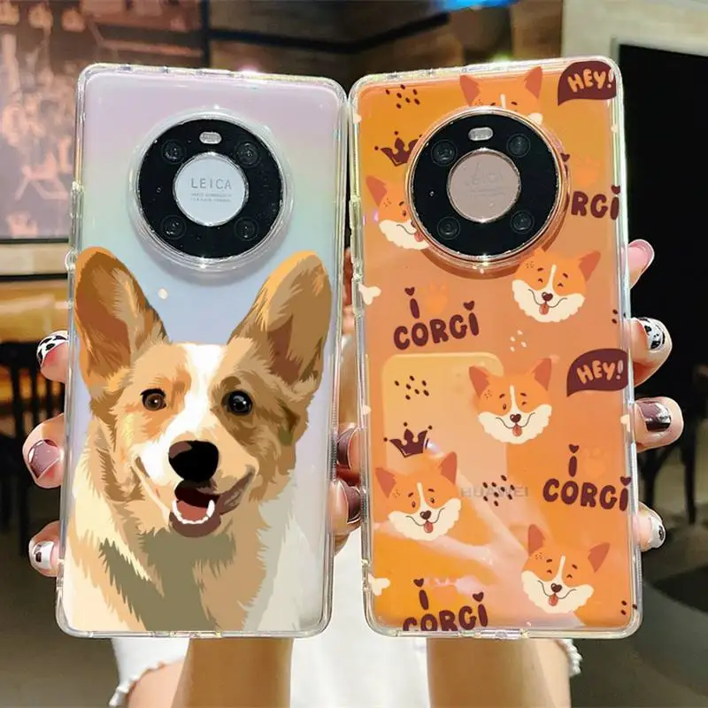 FHNBLJ Cute Cartoon Corgi Dog  Phone Case for Samsung A51 A52 A71 A12 for Redmi 7 9 9A for Huawei Honor8X 10i Clear Case