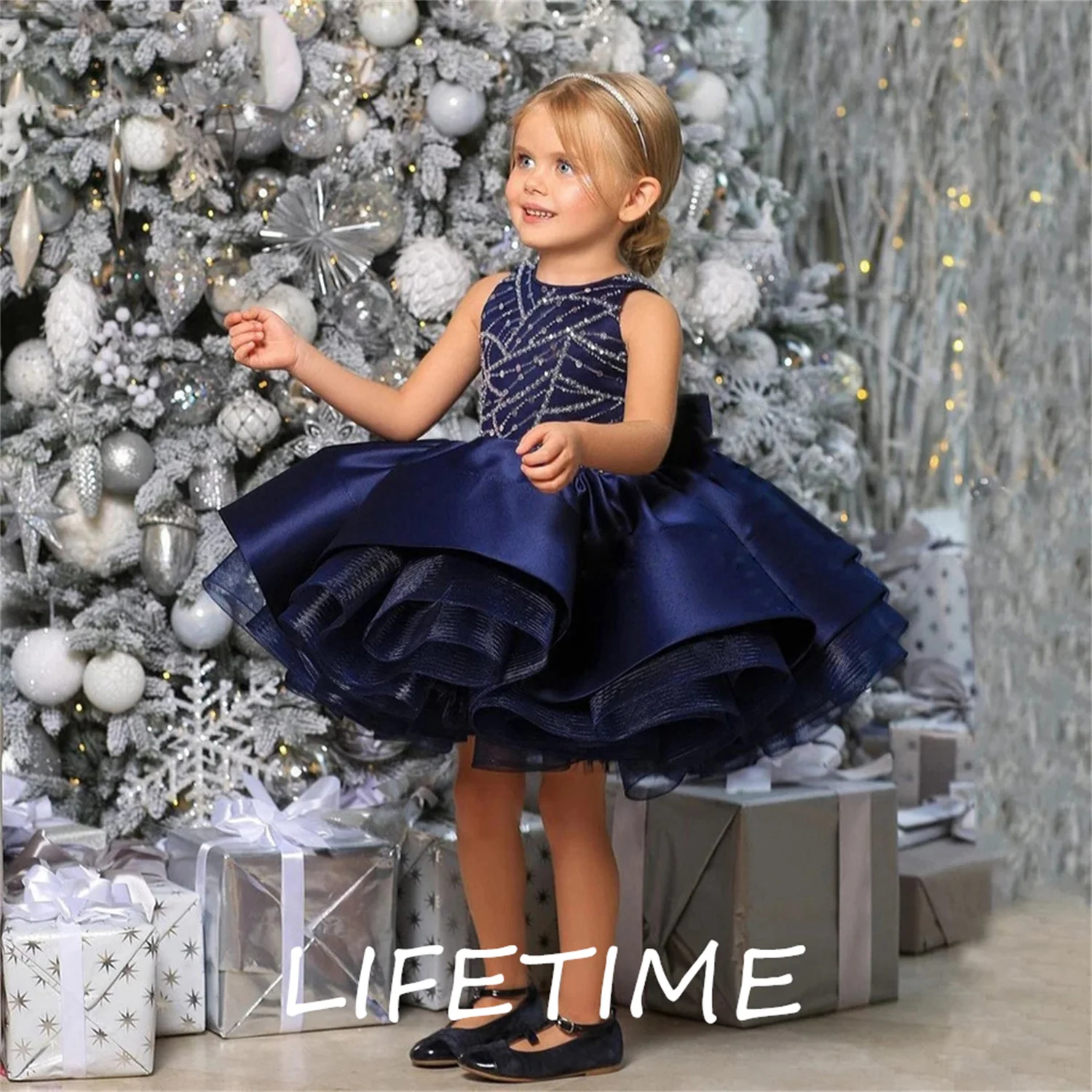 

Женское платье для первого причастия Dark, вечернее платье из тюля без рукавов, с круглым вырезом и блестками, милое платье на день рождения, 2022