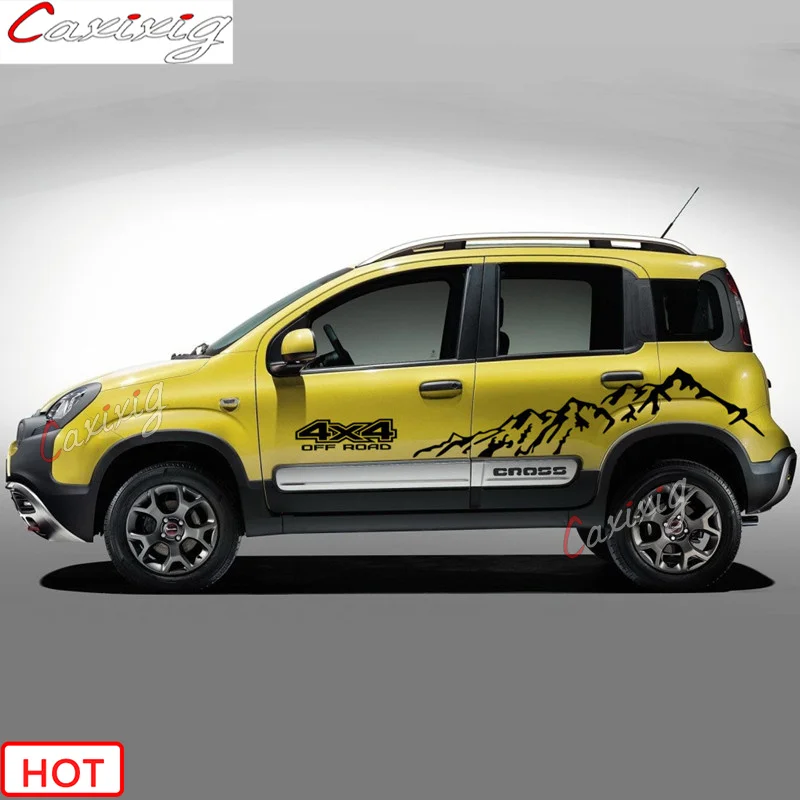 

Mountain Graphics Vinyl Decal Car Styling Door Side Decor Sticker For-Fiat Panda Corss 4X4 OFF RAOD Auto Body Customized Stripes