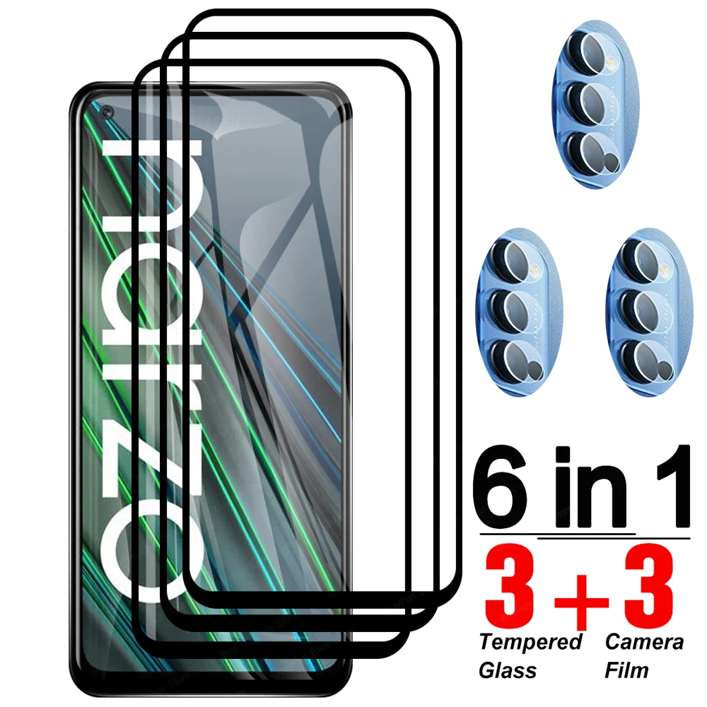 

6in1 Full Cover Protective Glass For Narzo 30 5G Lens Film For oppo realme narzo 50 Pro 50i 50A 30A 30 5G Tempered Glass