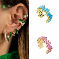 yuxintome fashion color crystal c clip earrings women ear clips no piercing jewelry women birthday wedding premium luxury gifts