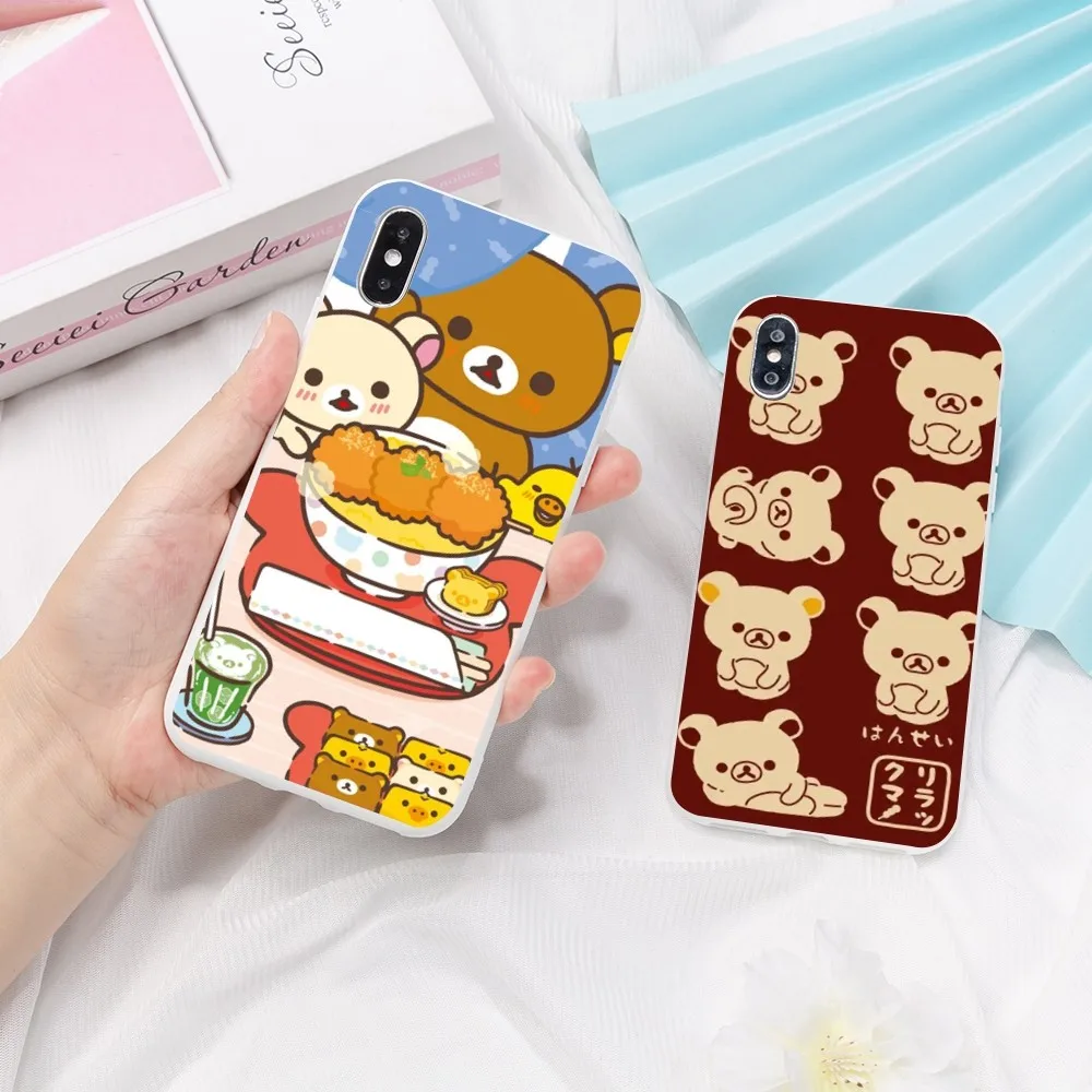 Cute Rilakkuma Phone Case For IPhone 14 11 12 13 Mini Pro Xs Max 8 7 6 6S Plus X XR Solid Candy Color