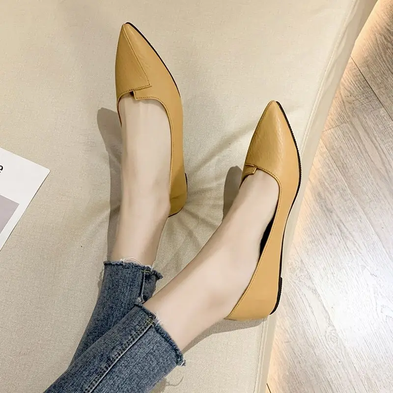 

Ladies Summer Footwear Flats Shoes for Women 2023 Moccasins Formal Flat Yellow Pointed Toe Lastest Chic and Elegant E Slip on A