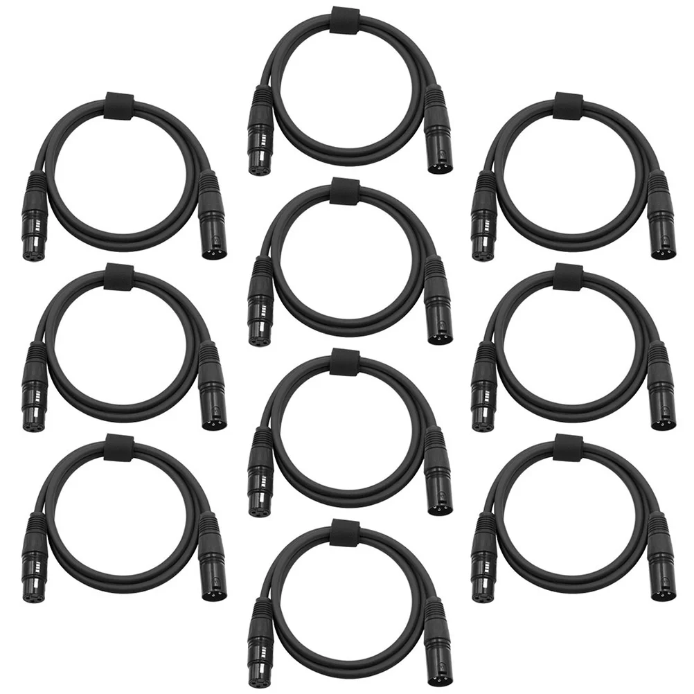 

10 шт., защитный кабель, 3 штырька, кабель для диджея, осветительные приборы для подвижной фотолампы, черный цвет