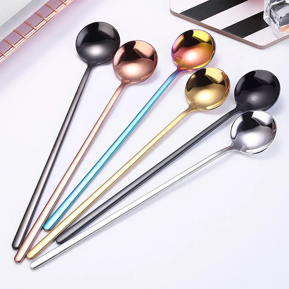 

304 кофейная ложка из нержавеющей стали, круглая ложка с головкой в Корейском стиле, стильные Десертные Ложки для меда E6Q9